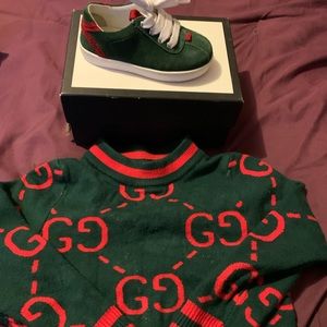 Authentic Gucci sweater and Gucci sneakers